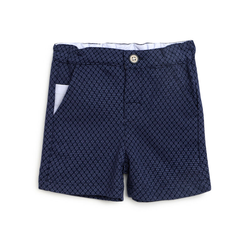 Boys Dark Blue Solid Outfit with Short Pants image number 2